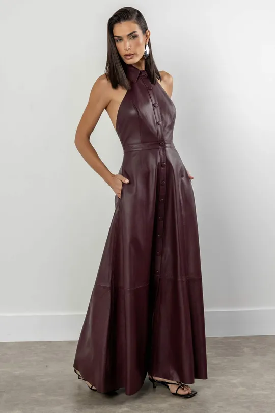 Vestido Polo Halter Denna Pelica Burgundy
