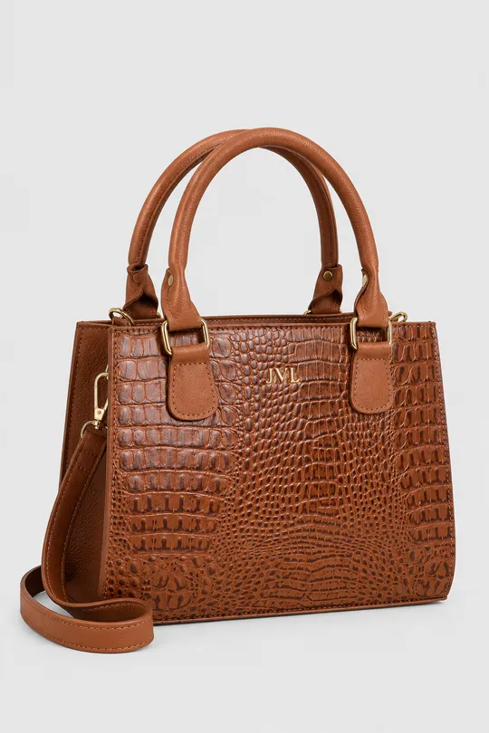 Bolsa de Couro Croco Caramelo 