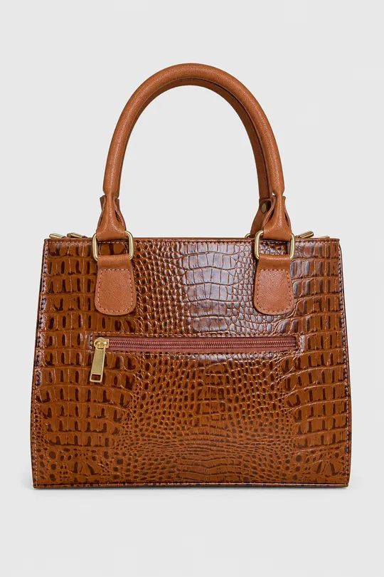 Bolsa de Couro Croco Caramelo Bolsa de Couro Croco Caramelo
