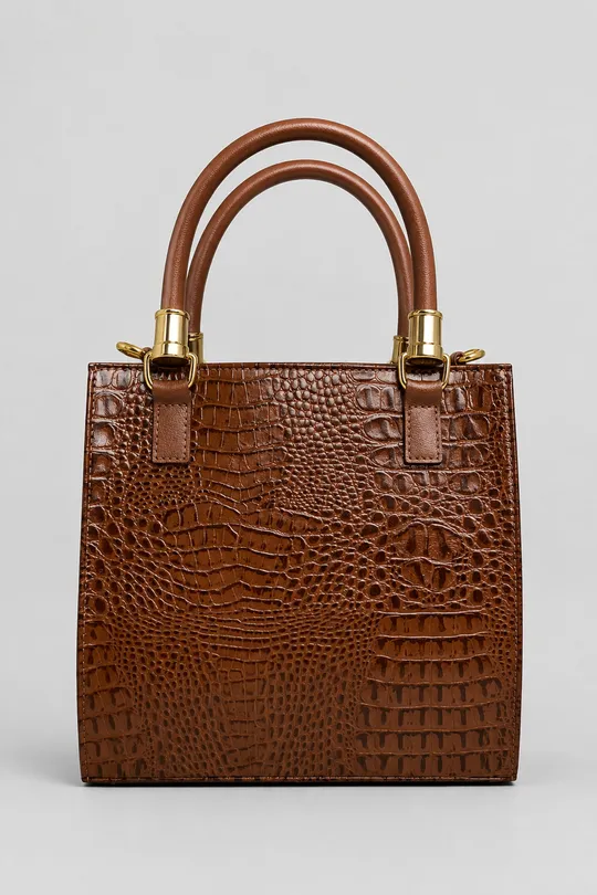 Bolsa de Couro Croco Caramelo Bolsa de Couro Croco Caramelo