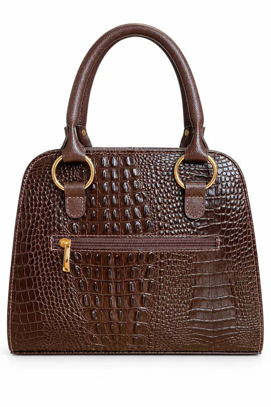 Bolsa de Couro Croco Marrom Bolsa de Couro Croco Marrom