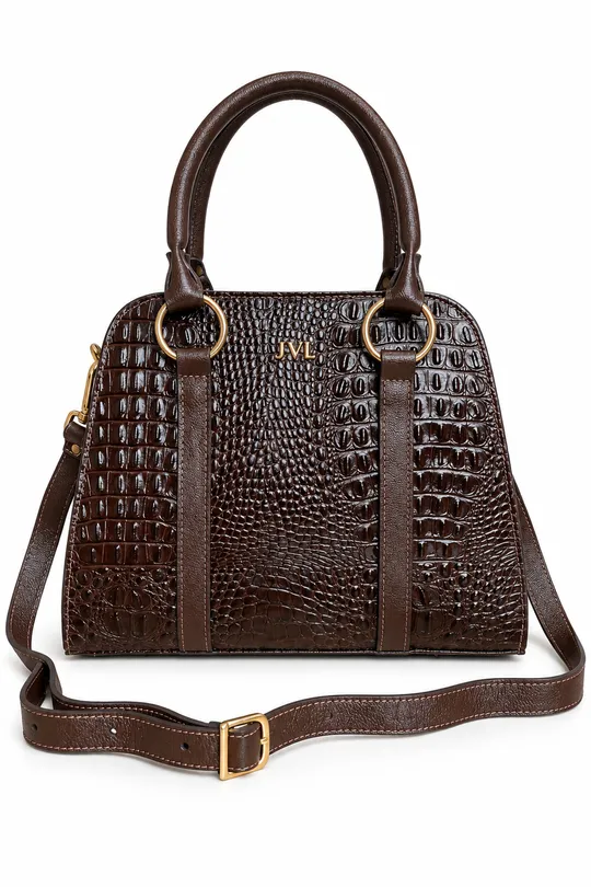 Bolsa de Couro Croco Marrom 