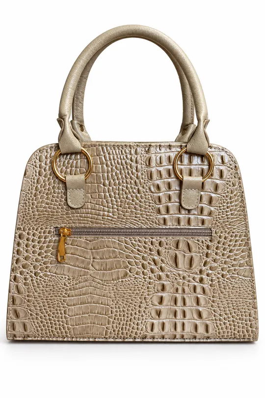 Bolsa de Couro Croco Taupe Bolsa de Couro Croco Taupe
