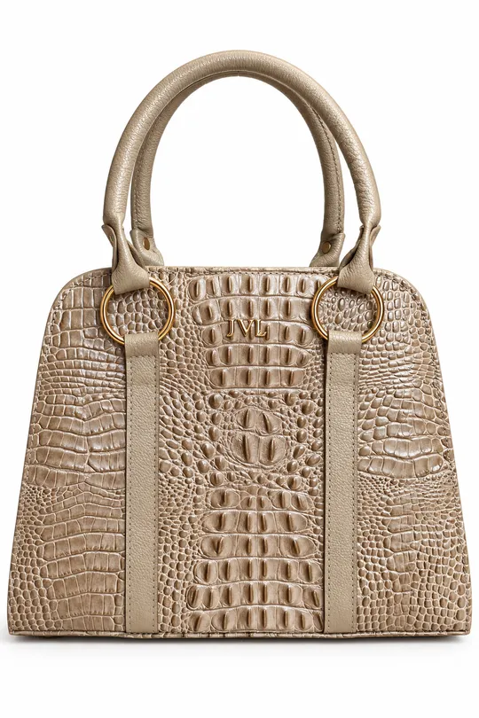 Bolsa de Couro Croco Taupe