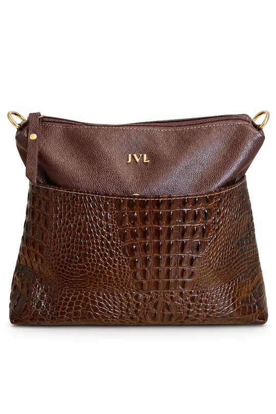 Bolsa de Couro Croco Marrom Bolsa de Couro Croco Marrom