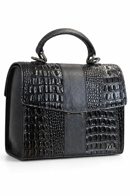 Bolsa Carie de Couro Croco Preto Bolsa Carie de Couro Croco Preto