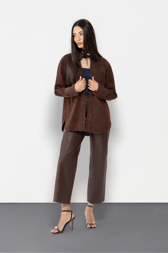 Camisa Mika Pelica Camurça Chocolate