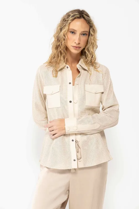 Camisa Julia de Couro Pelica Off White