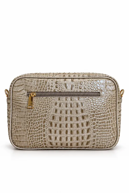 Bolsa em Couro Croco Taupe Bolsa em Couro Croco Taupe