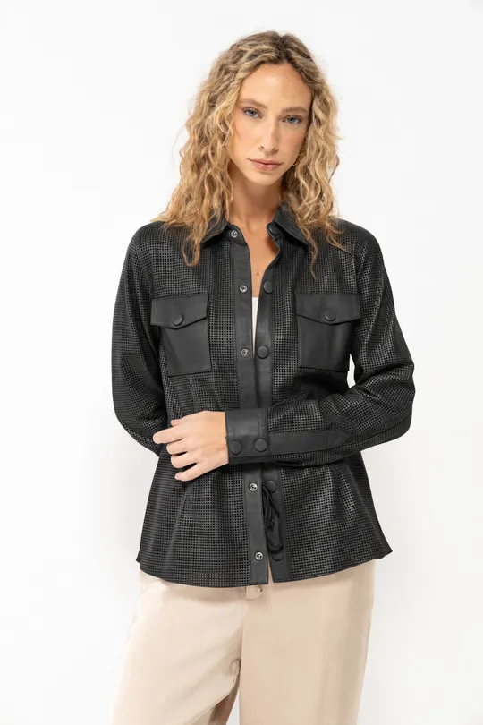 Camisa Julia de Couro Pelica Preta