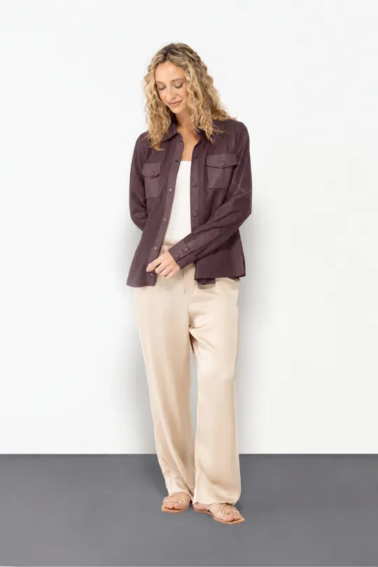 Camisa Julia de Couro Pelica Uva Camisa Julia de Couro Pelica Uva