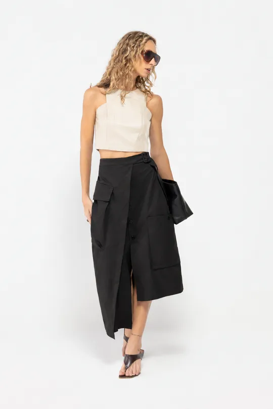 Cropped em Couro Pelica Off White