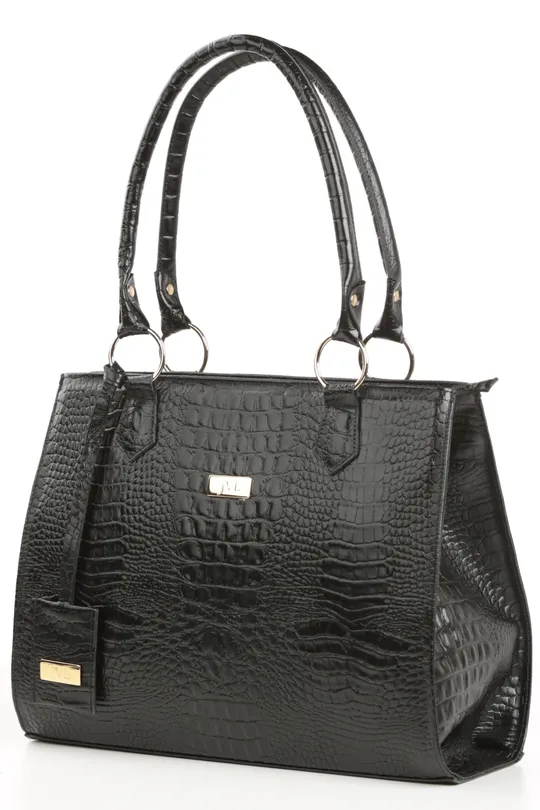 Bolsa de Couro Croco Preto