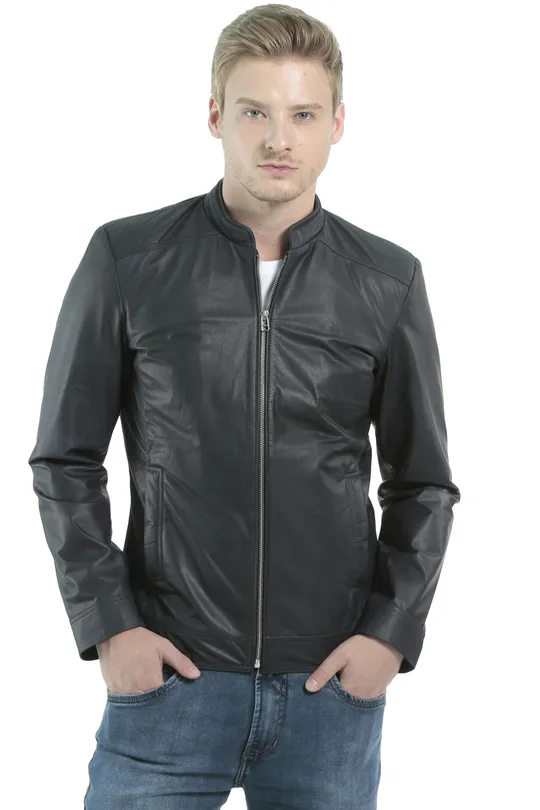 Jaqueta de Couro Slim Ranger Marinho