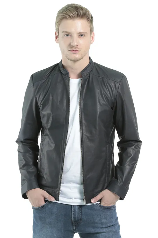 Jaqueta de Couro Slim Ranger Marinho